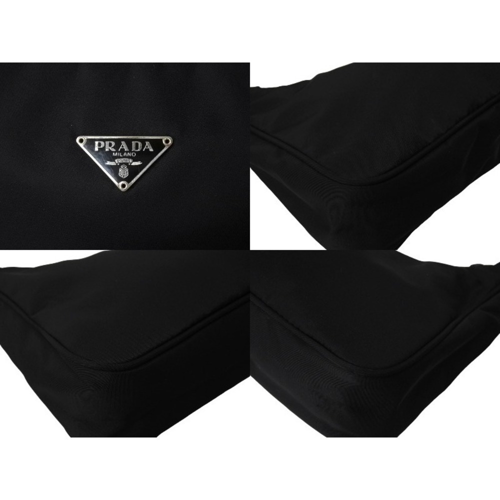 PRADA Hobo One Shoulder Hobo Bag Handbag Triangle Logo Black - Picture 7 of 8